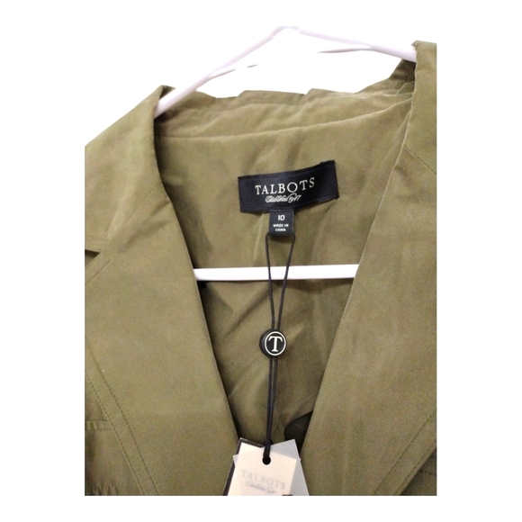 Talbots The Grace Fit Green Silk Blazer Size 10 NWT - Picture 2 of 6